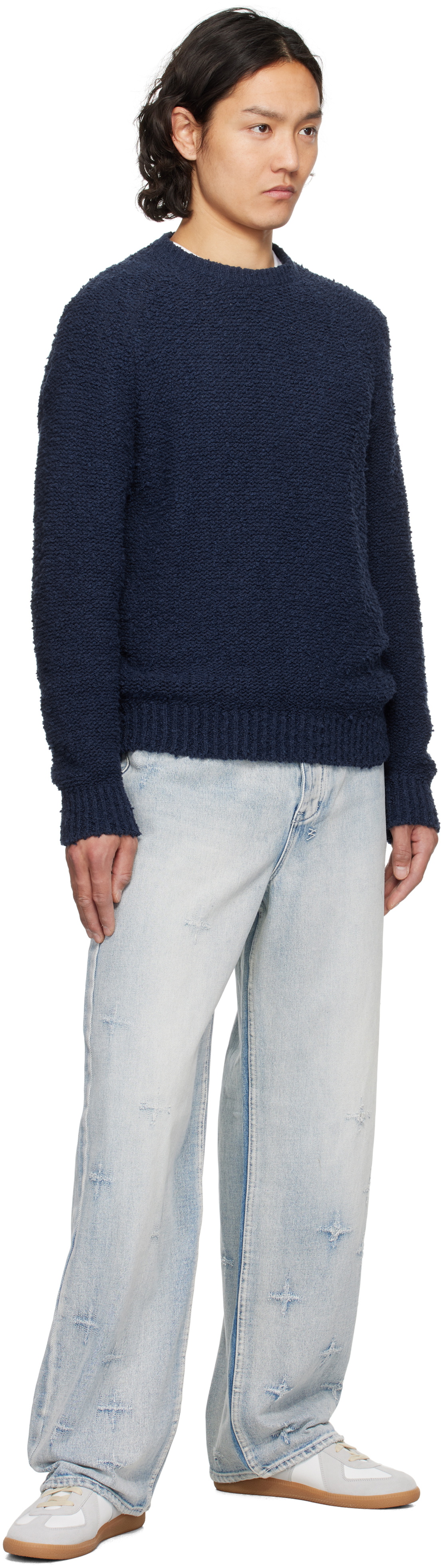 Noah Navy Popcorn Yarn Sweater