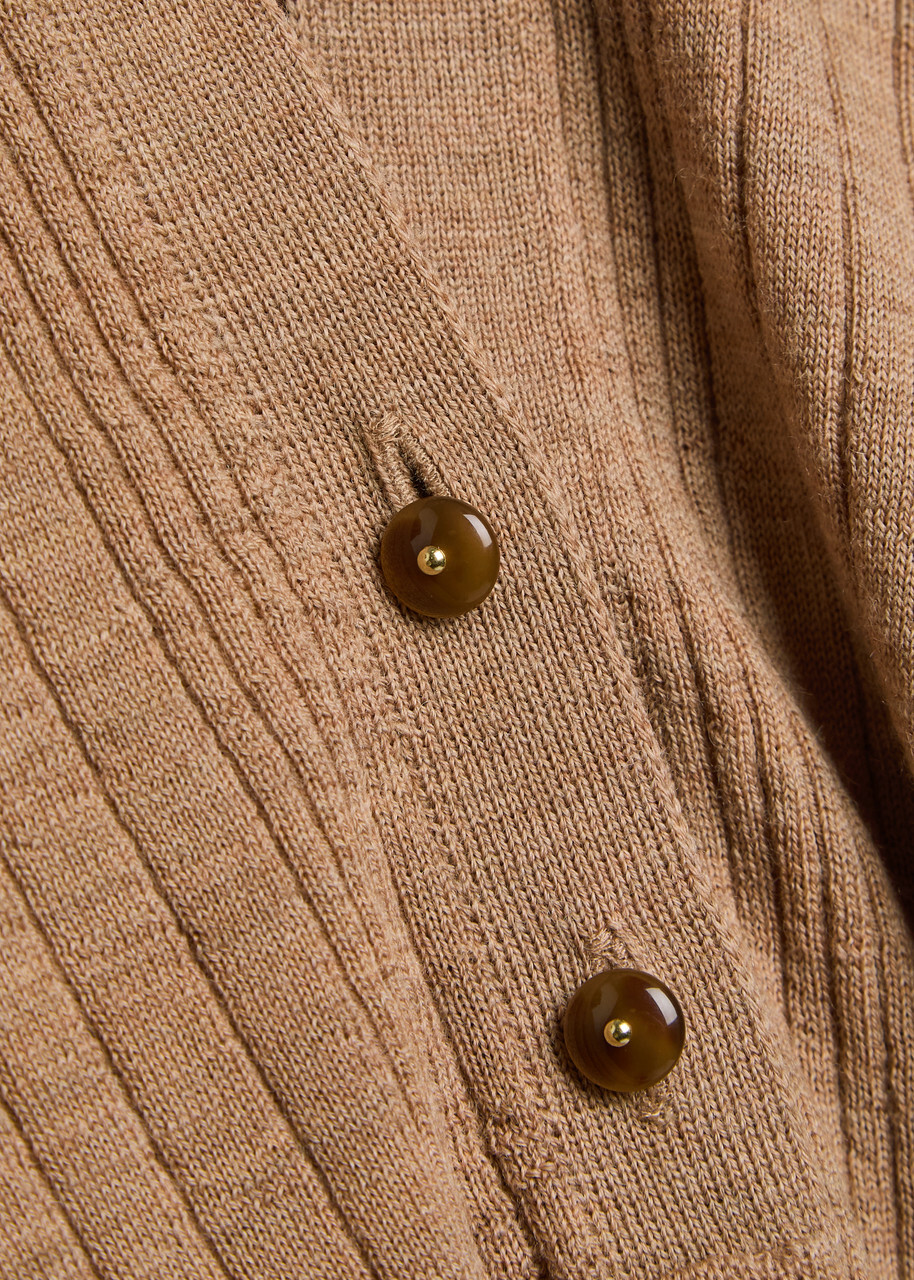 Veronica Beard Rouni Ribbed Merino-wool top Khaki