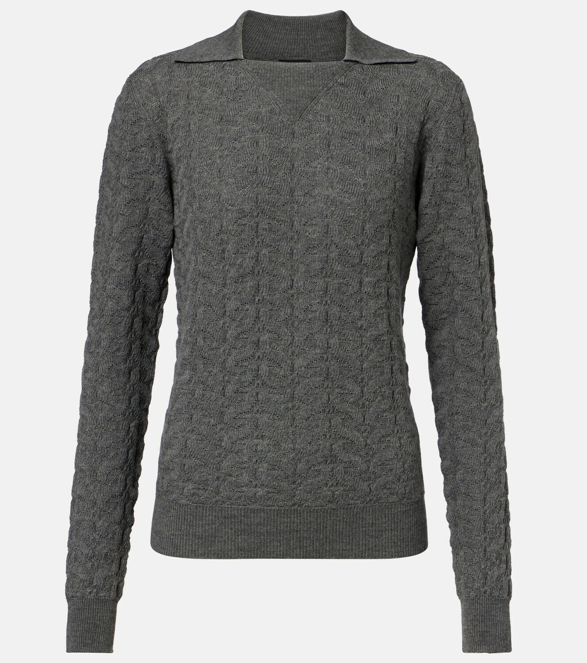 Etro Cable-knit wool polo sweater