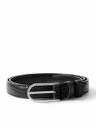 CELINE - 2cm Lizard-Effect Leather Belt - Black