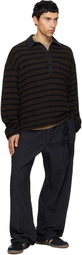 Song for the Mute Black Wide Weave Stripe Gym Track Pants