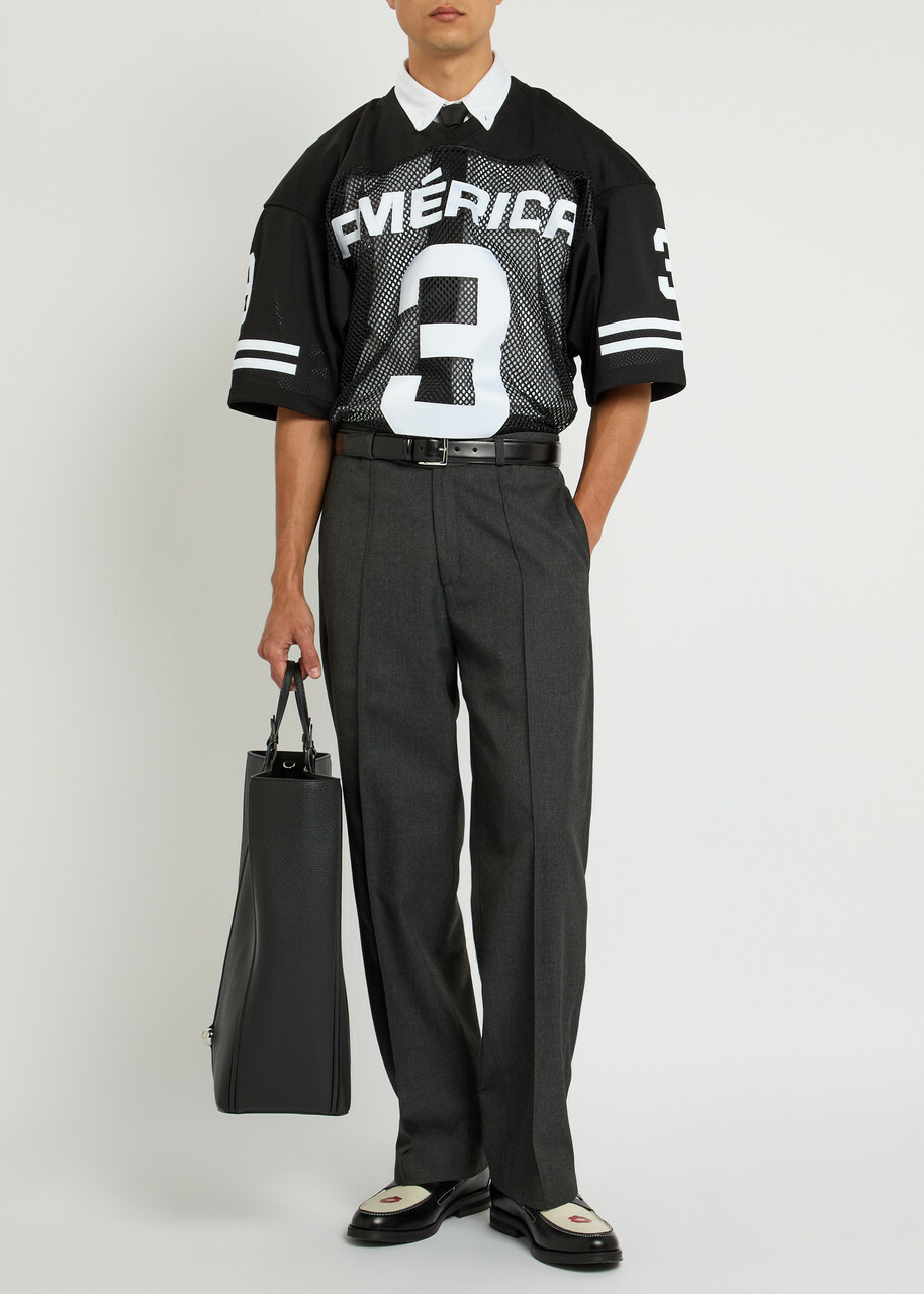 Willy Chavarria Appliquéd Mesh Jersey Black