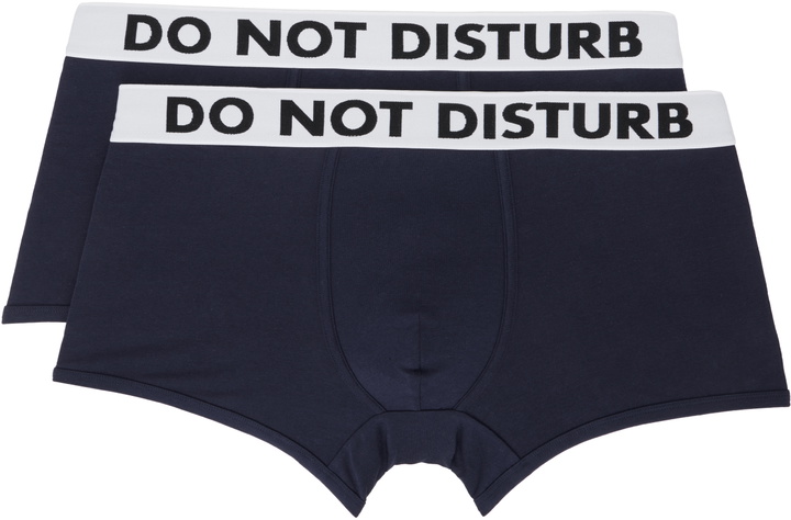 Photo: Moschino Two-Pack Navy Trunk Boxer Briefs