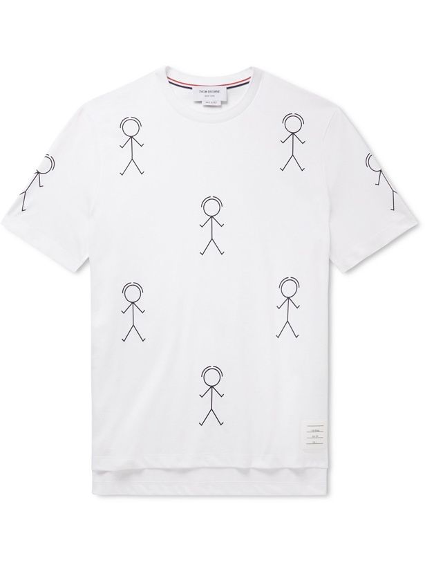 Photo: Thom Browne - Printed Cotton-Jersey T-Shirt - White