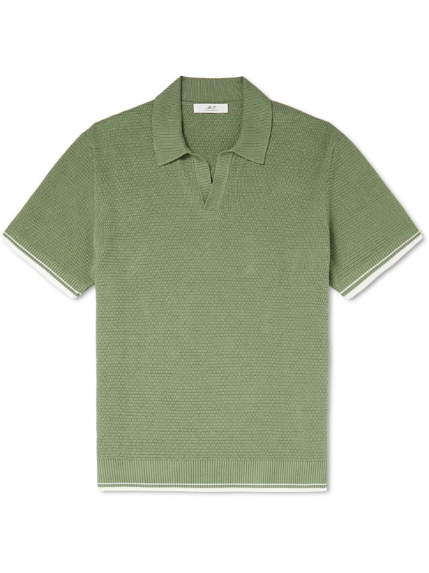 Photo: Mr P. - Honeycomb-Knit Linen and Cotton-Blend Polo Shirt - Green