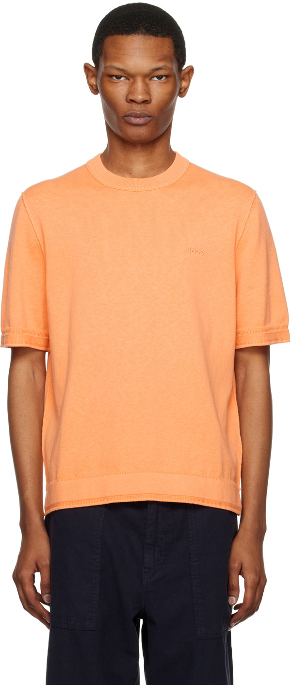 BOSS Orange Embroidered T Shirt BOSS