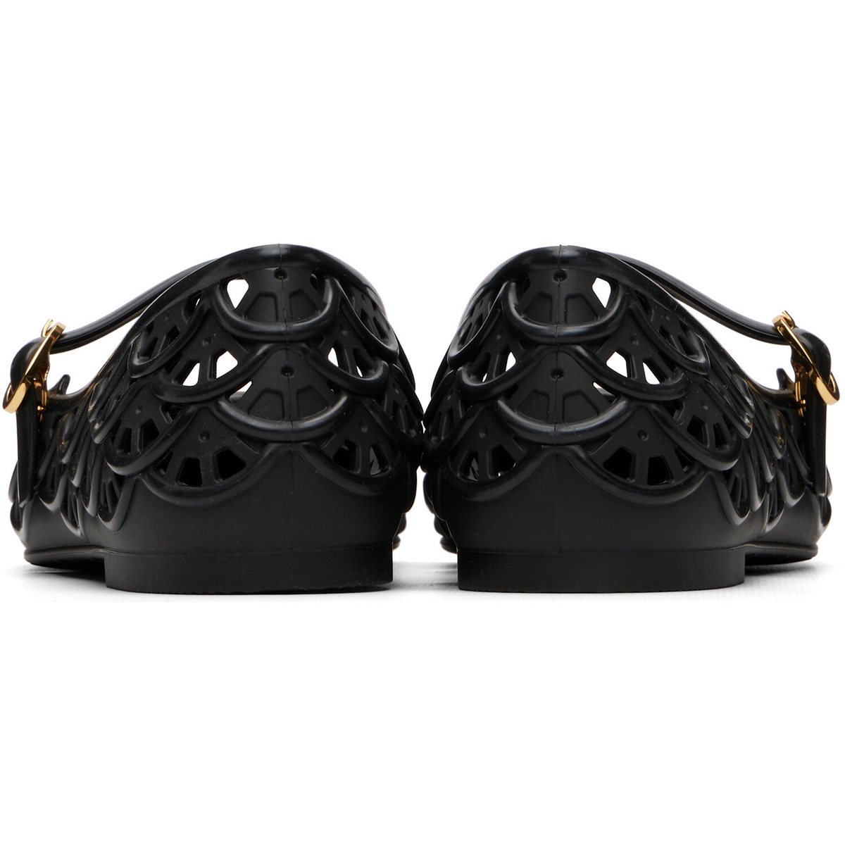 Valentino Garavani Black Ondette Rubber Ballerina Flats