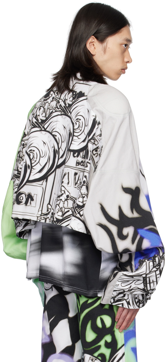 Gerrit Jacob White Fitted Denim Biker Jacket
