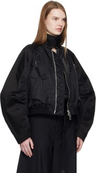 sacai Black Cotton Chino & Nylon Twill Bomber Jacket