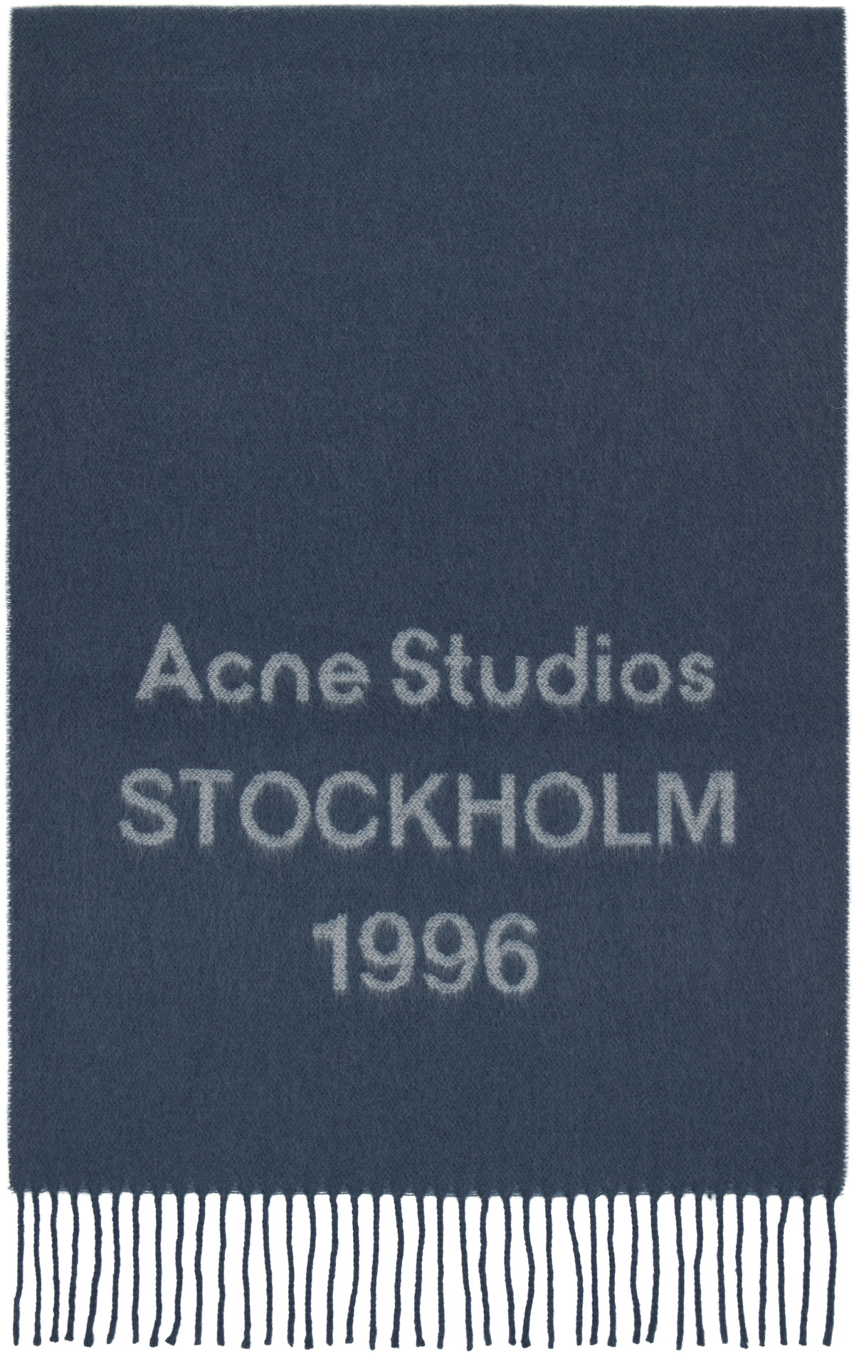 Acne Studios Blue Wide Logo Scarf