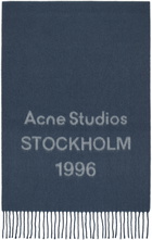 Acne Studios Blue Wide Logo Scarf