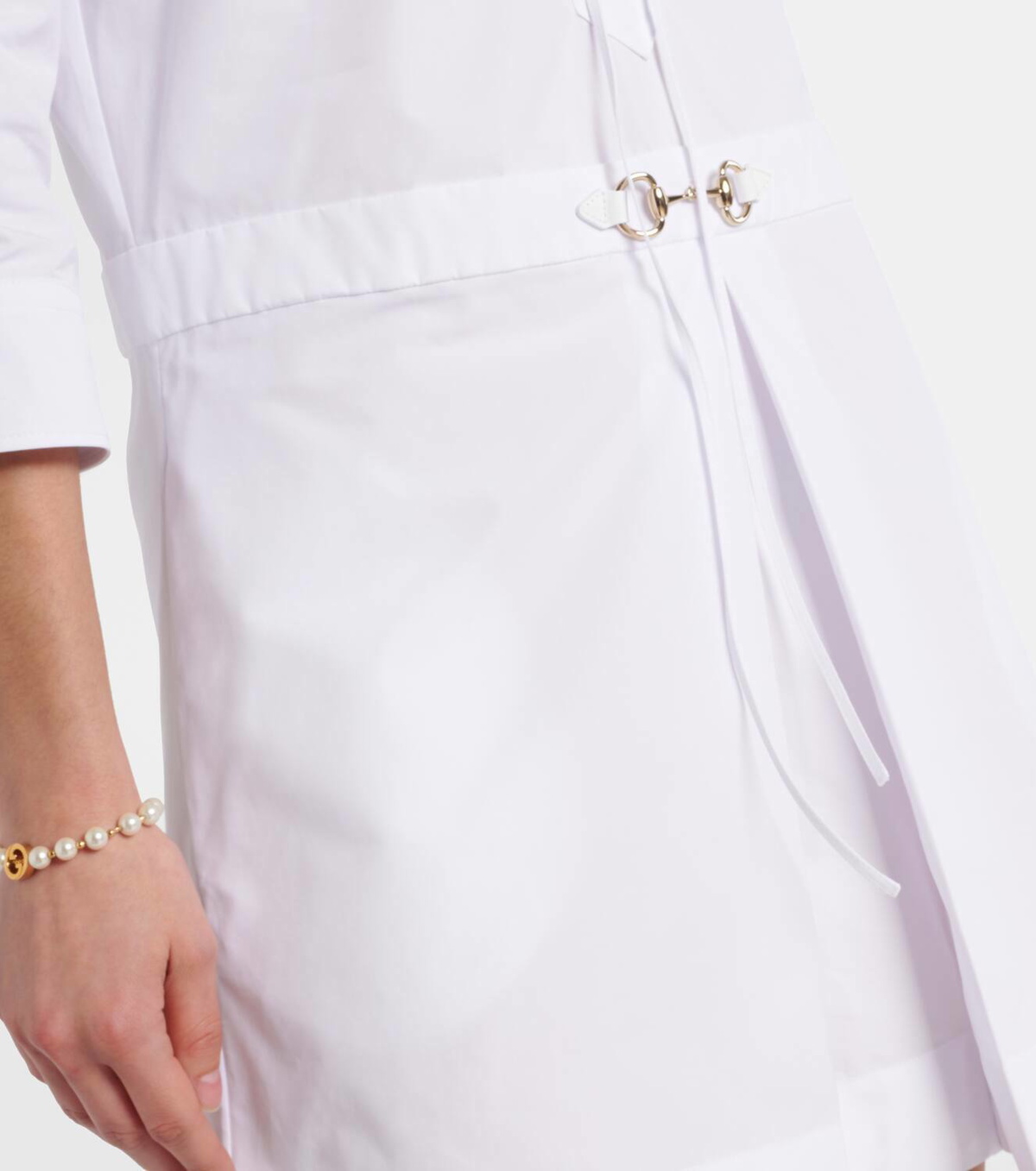 Gucci Leather-trimmed cotton minidress Gucci