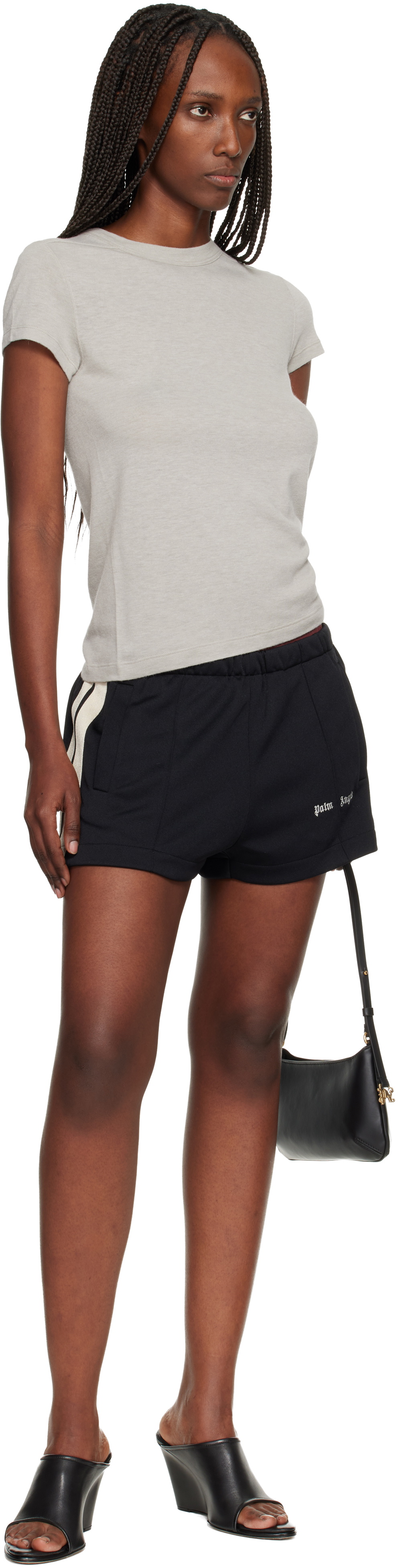 Palm Angels Black Classic Logo Track Shorts