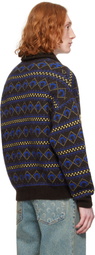 Marine Serre Brown 'Marine Serre' Jacquard Knit Crewneck Sweater