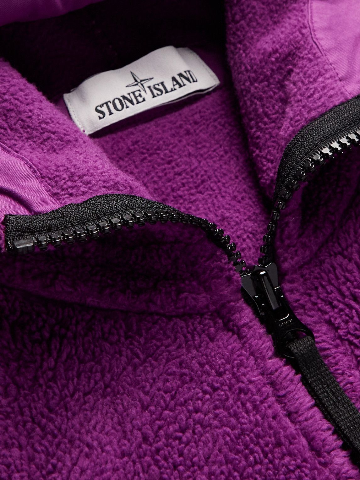 Stone Island - Logo-Appliquéd Shell-Trimmed Fleece Hooded Jacket