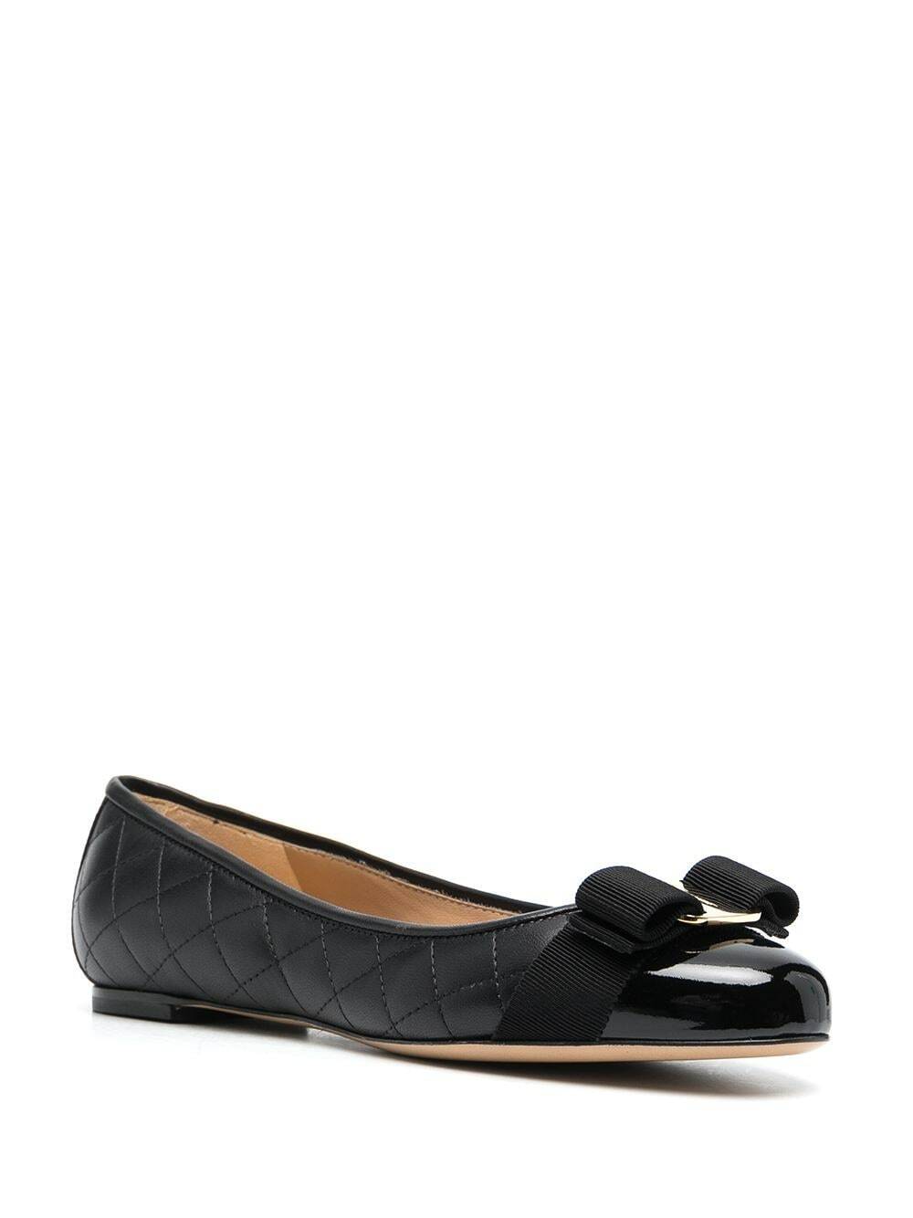 バレエシューズ Ferragamo Ballerina Vara Quilted In Leather FERRAGAMO - Vara Quilted Leather Ballet Flats Salvatore