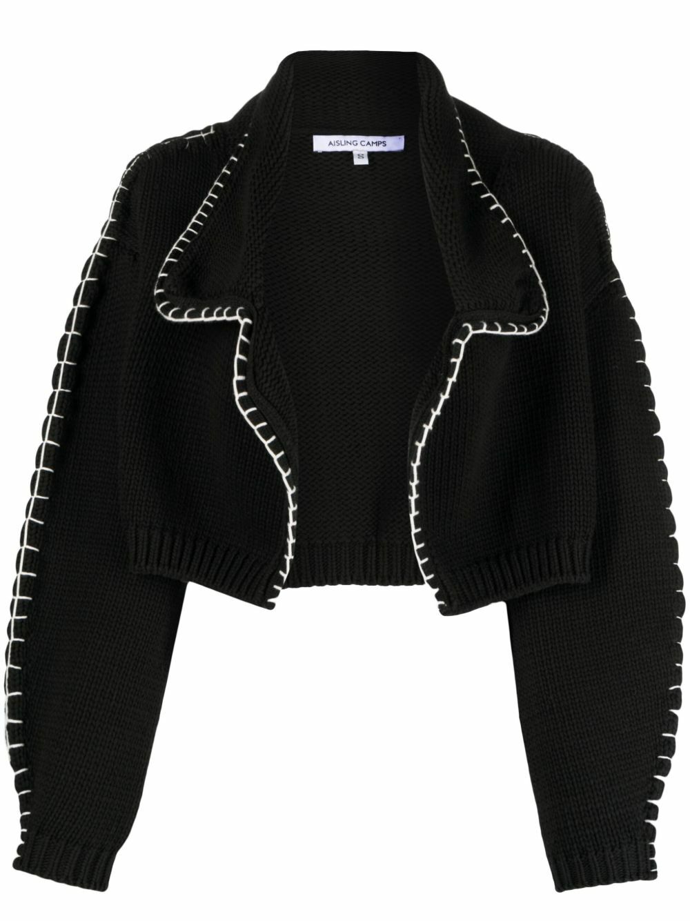 AISLING CAMPS Black Whipstitch Cropped Cardigan