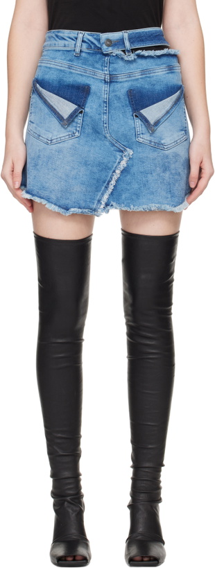 Photo: Ottolinger Blue Reversed Denim Miniskirt