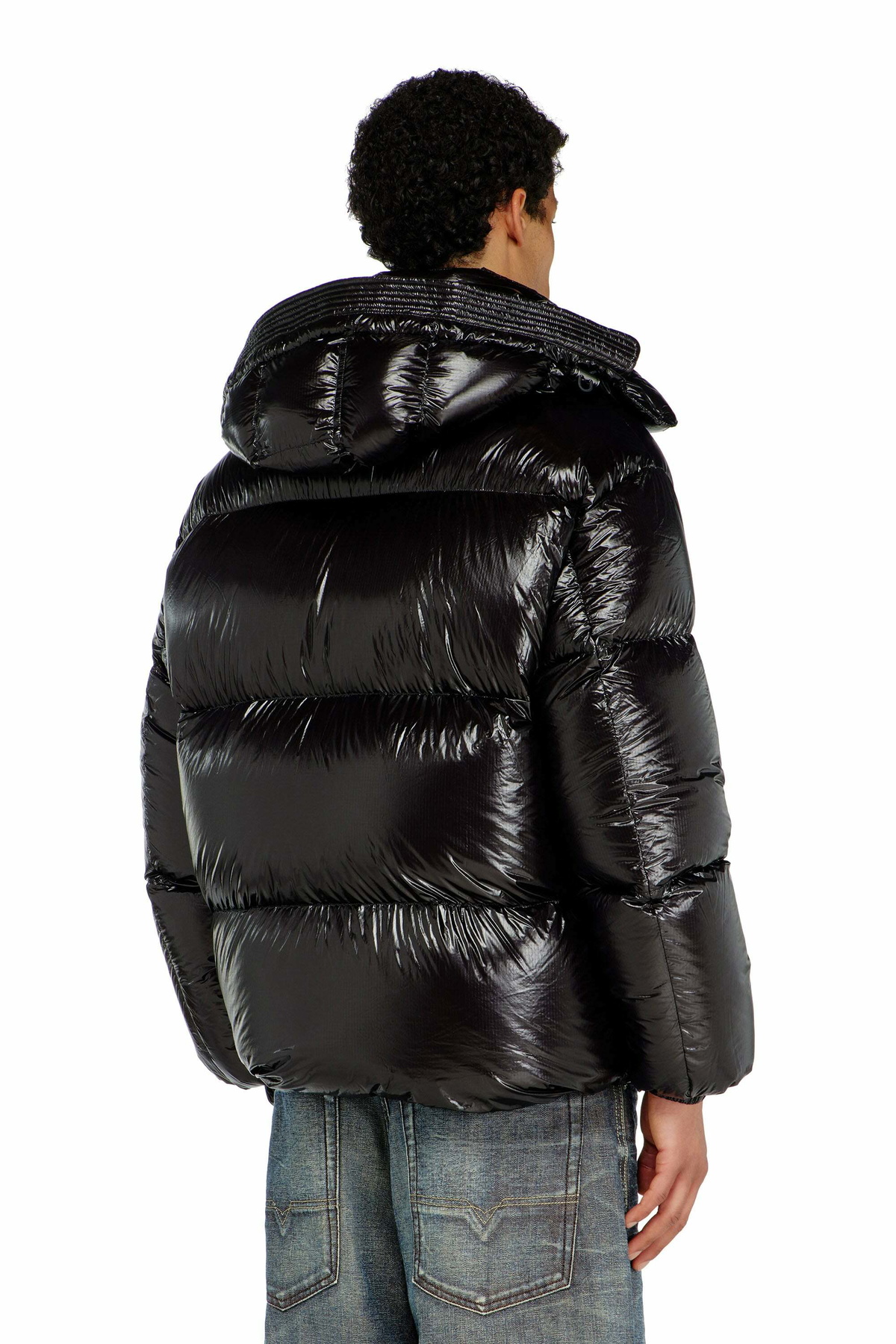 Diesel Down puffer jacket with detachable hood - Winter Jackets Mens in Black