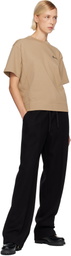 Moncler Grenoble Beige Embossed Logo Cotton T-shirt