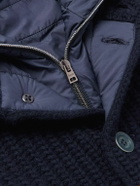 Herno - Shell-Trimmed Padded Virgin Wool Hooded Jacket - Blue