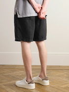 James Perse - Straight-Leg Garment-Dyed Linen Drawstring Shorts - Black
