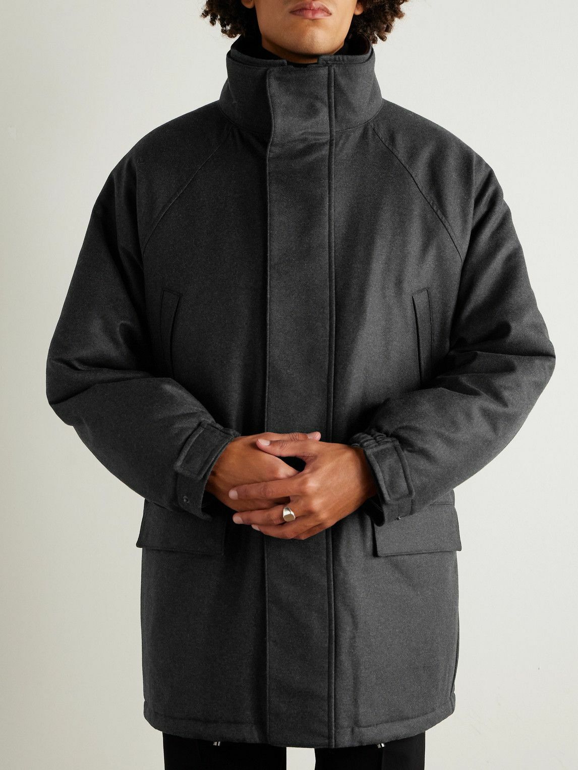 Auralee - Oversized Padded Wool Coat - Black