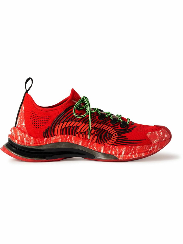 Photo: GUCCI - Run Rubber-Trimmed Mesh Sneakers - Red