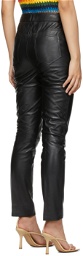 Victoria Victoria Beckham Black Leather Straight-Leg Trousers