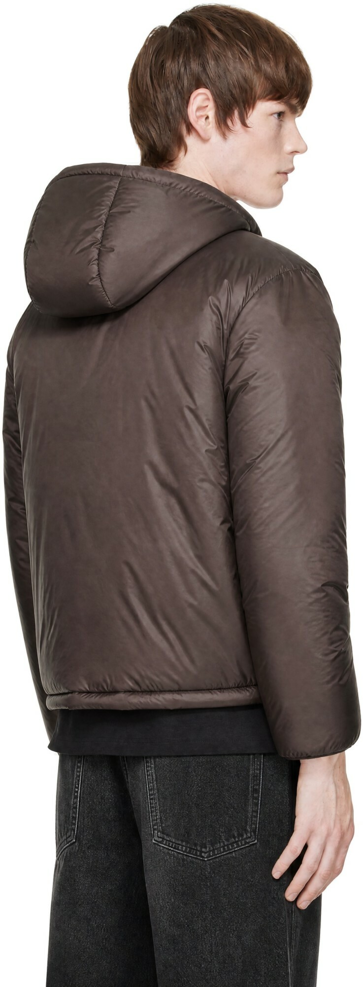 COOR Brown Light Weight Shell Padded Hooded Jacket