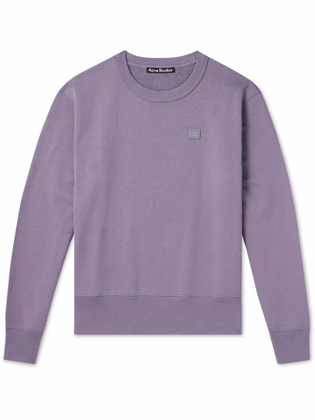 Photo: Acne Studios - Fairah Logo-Appliquéd Cotton-Jersey Sweatshirt - Purple