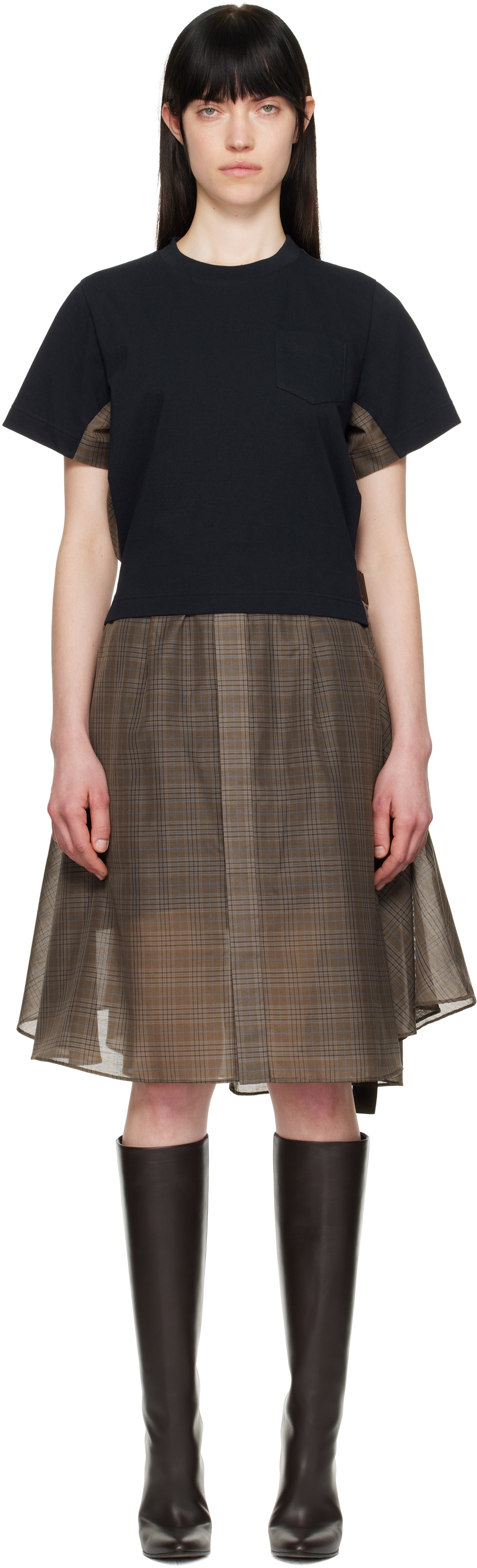 sacai 国内買付 Spun Organza x Cotton Jersey Dress Spun Organza x Cotton Jersey Dress – La Garçonne