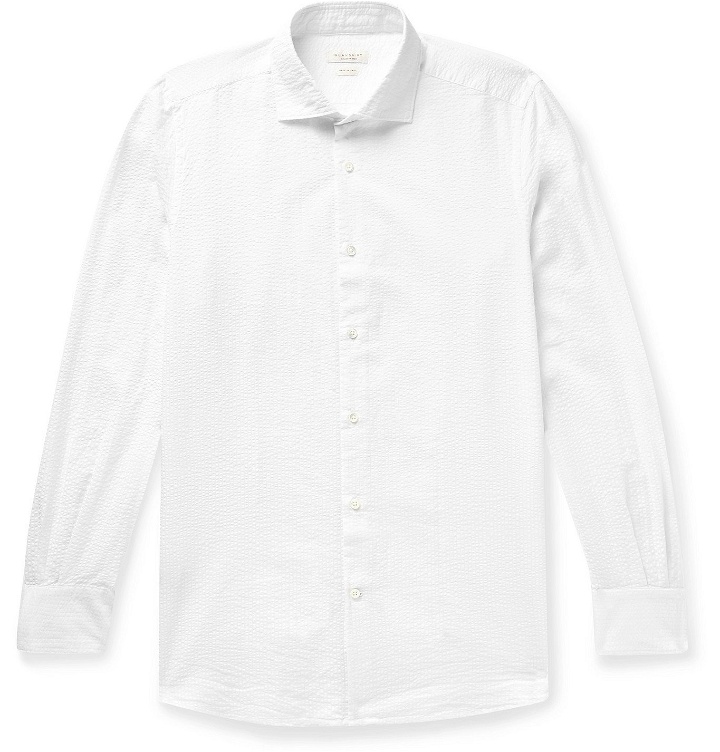 Photo: Incotex - Feelini Slim-Fit Cotton-Seersucker Shirt - White