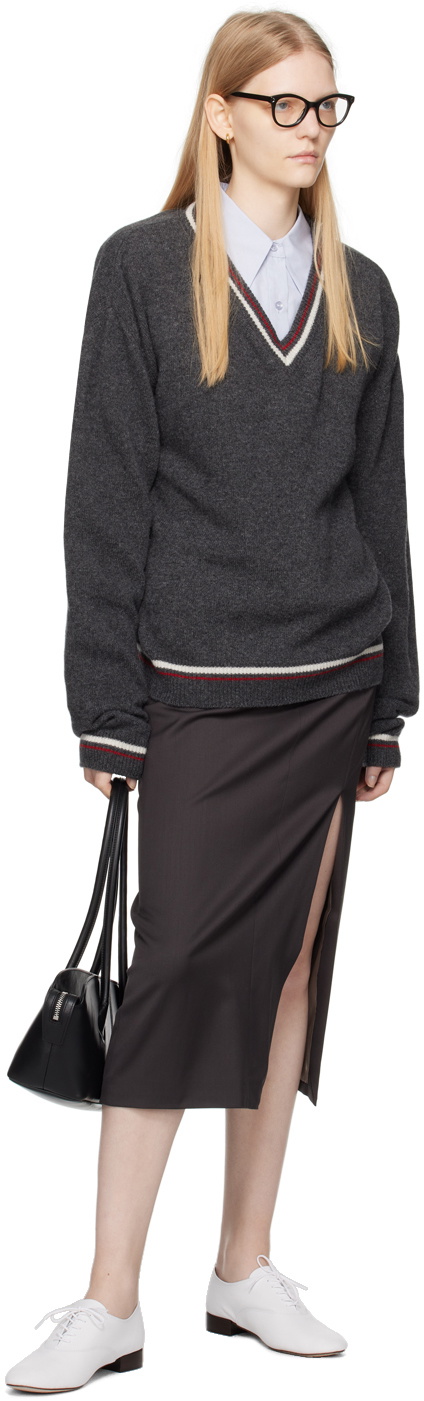 LOW CLASSIC Gray V-Neck Sweater