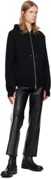 Courrèges Black Zipped Wool Hoodie