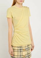 Balmain Draped Cotton T-shirt Pastel
