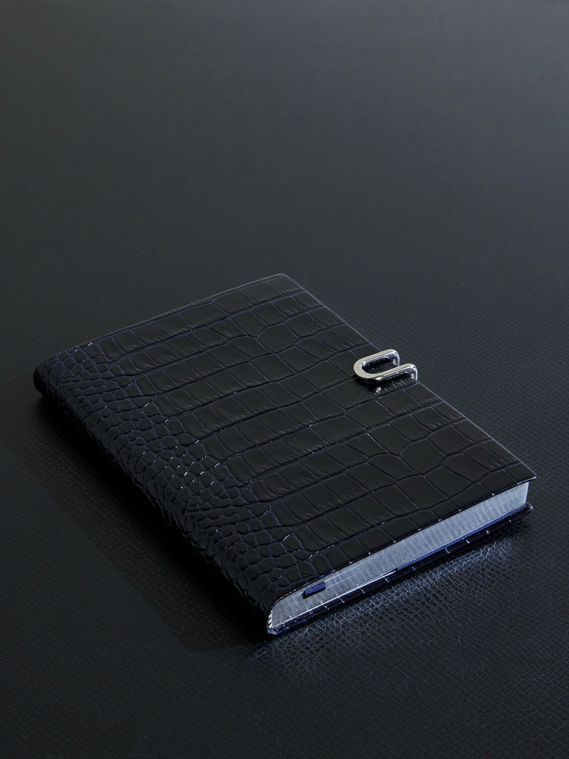 Smythson - Soho Croc-Effect Leather Notebook