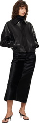 Nour Hammour Black Elisse Long Pencil Ponyhair Skirt