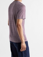 ONIA - Elliot Striped Linen-Jersey Henley T-Shirt - Purple