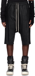 Rick Owens Black Basket Swinger Leather Shorts