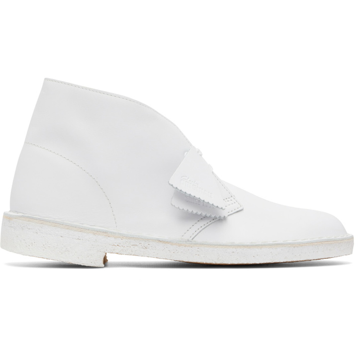 Photo: Clarks Originals White Suede Desert Boots