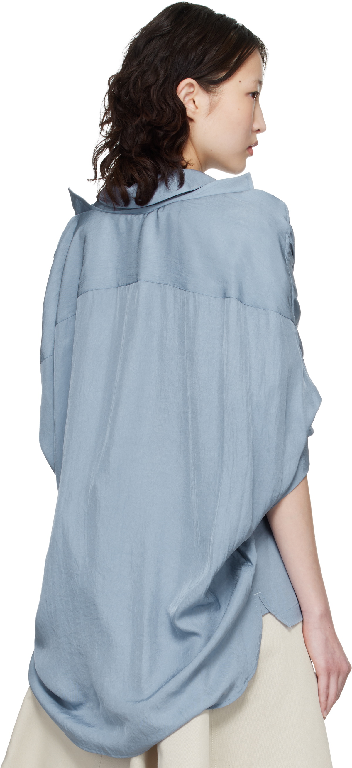Maison MIHARA YASUHIRO Blue Shawl Layered Shirt