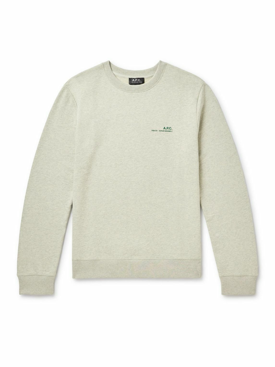 Photo: A.P.C. - Logo-Print Cotton-Jersey Sweatshirt - Gray