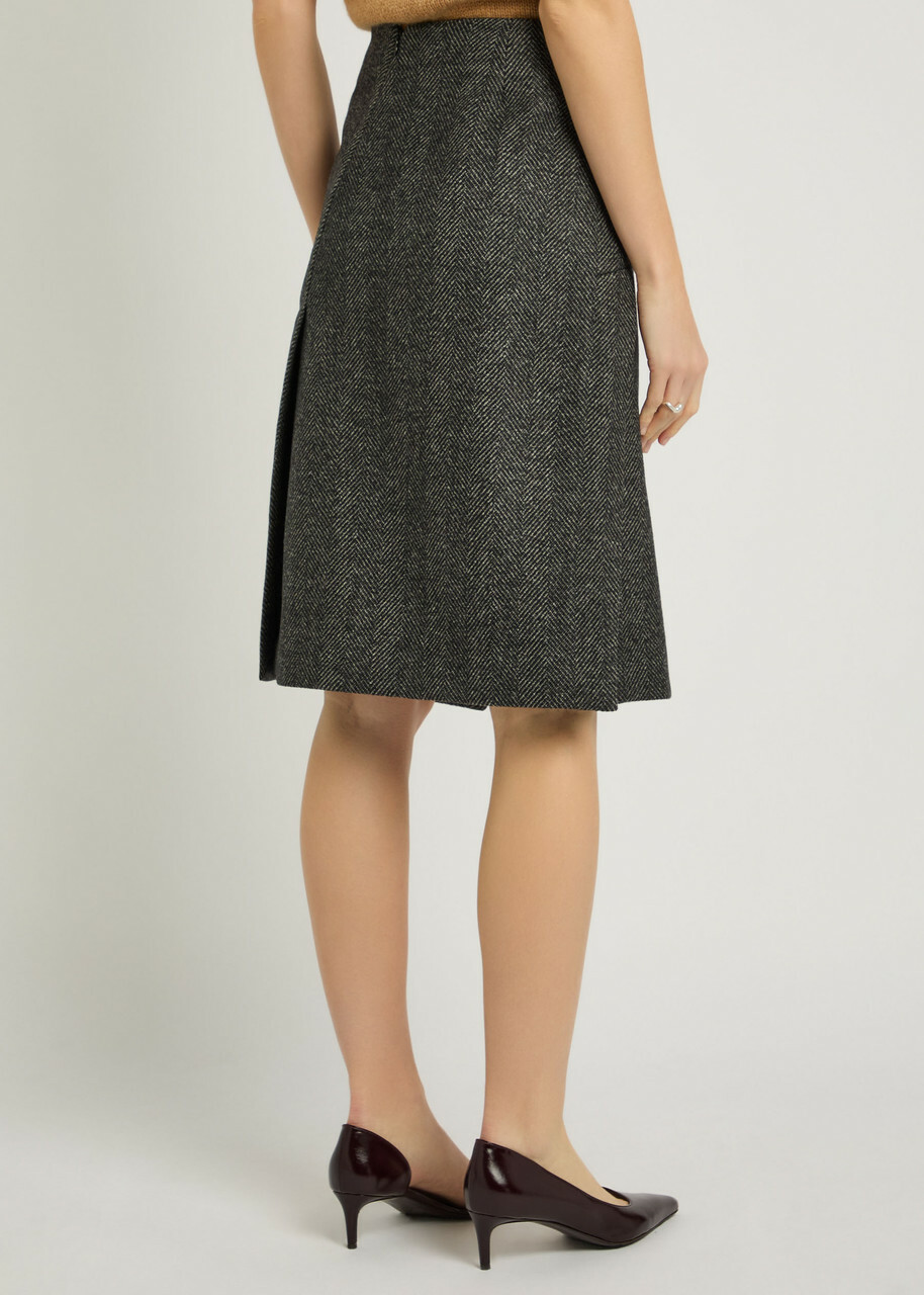 Stella Mccartney Herringbone Wool Knee-length Skirt Grey