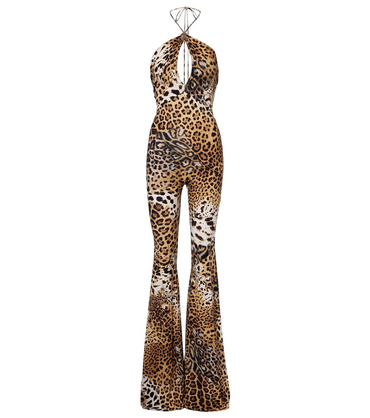 Photo: Roberto Cavalli Jaguar-print cutout jersey jumpsuit