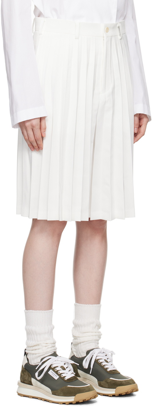 Comme des Garçons Homme Plus White Pleated Shorts