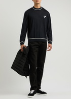 Emporio Armani Logo-intarsia Wool Jumper Navy