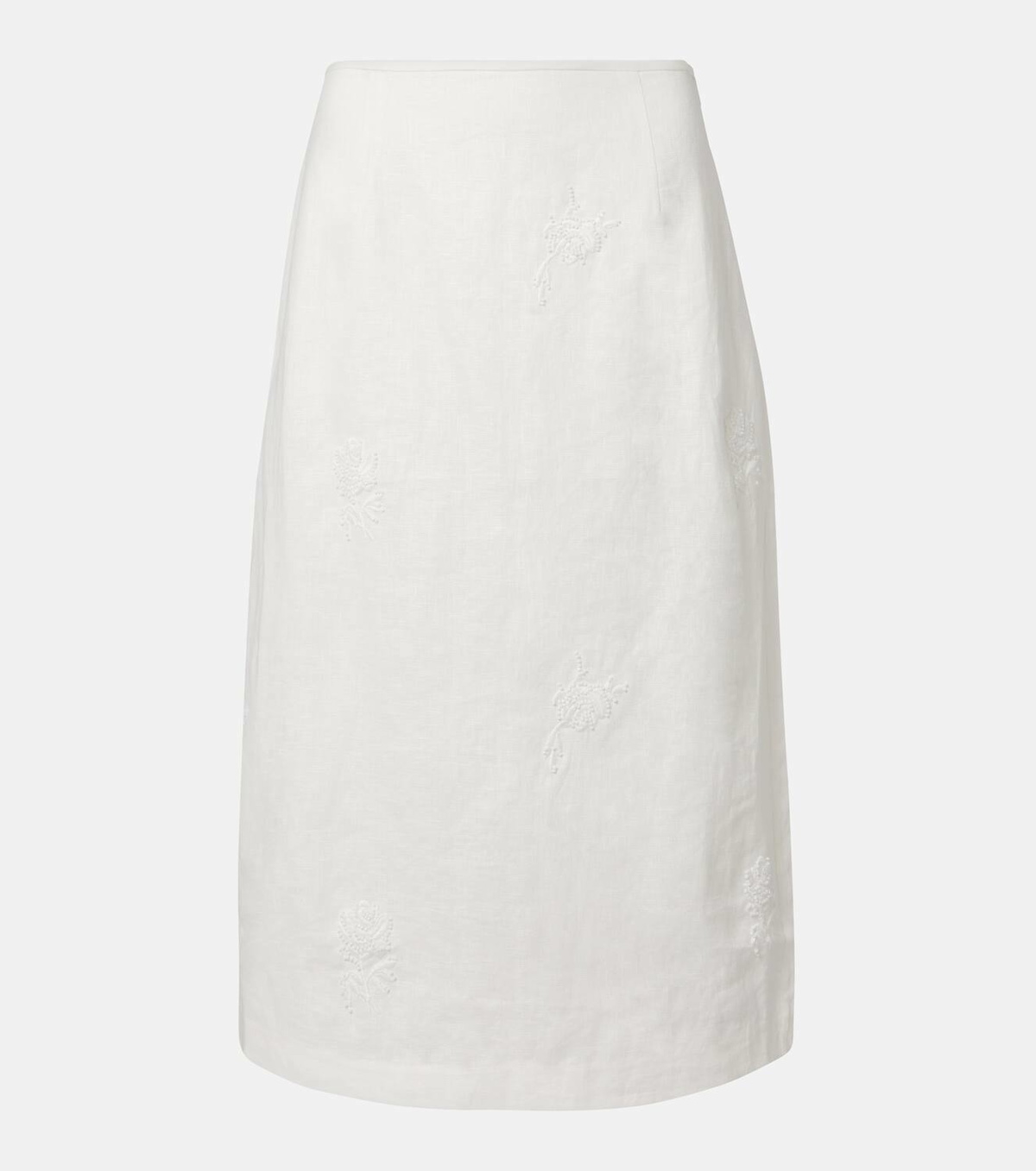 SIR Alessandra embroidered linen midi skirt