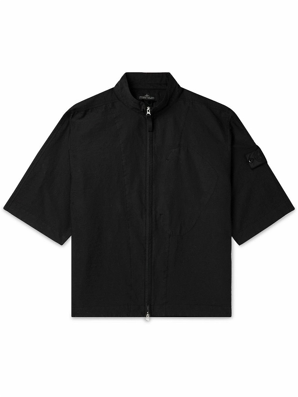 Photo: Stone Island Shadow Project - Logo-Appliquéd Cotton-Blend Canvas Zip-Up Overshirt - Black