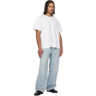 Les Tien White Lightweight Binded Neck Oversized T-shirt